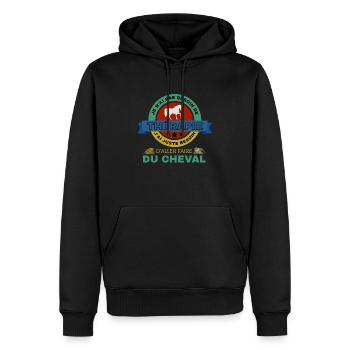 Equitation cheval Therapie - Sweat à capuche Premium bio Homme - noir - Devant - Nico (187cm)