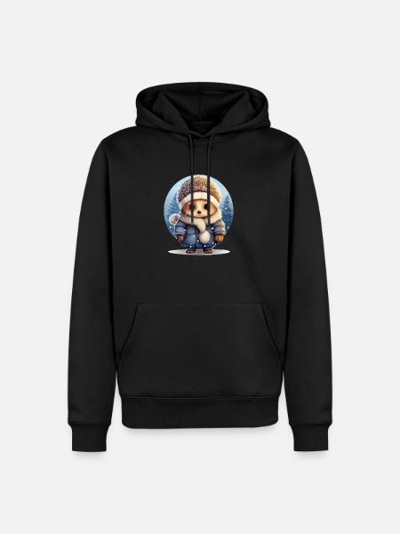 Igel im Schnee - Männer Premium Bio Hoodie - Schwarz