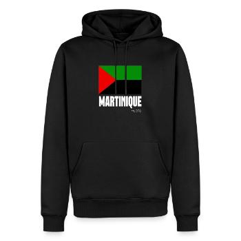 MARTINIQUE FAHNE M.972 (weißer Text) - Männer Premium Bio Hoodie - Schwarz - Vorne - Nico (187cm)