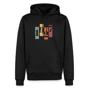 1927 vintage rétro - Sweat à capuche Premium bio Homme - noir - Devant - Nico (187cm)
