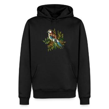 Bunter Vogel - Männer Premium Bio Hoodie - Schwarz - Vorne - Nico (187cm)