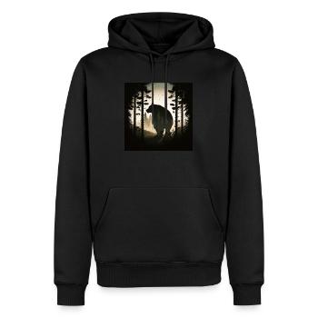 Ours dans la forêt, ours d’amour - Sweat à capuche Premium bio Homme - noir - Devant - Nico (187cm)