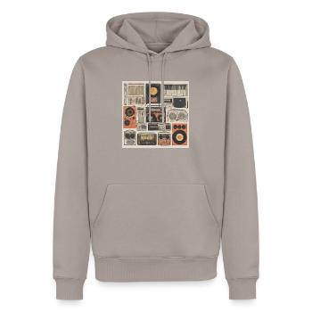 Collection de musique vintage - Sweat à capuche Premium bio Homme - taupe - Devant - Nico (187cm)