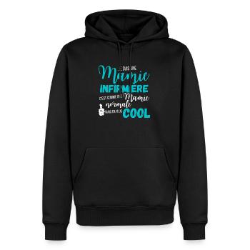 Mamie infirmiere - Sweat à capuche Premium bio Homme - noir - Devant - Nico (187cm)