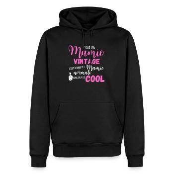 Mamie vintage - Sweat à capuche Premium bio Homme - noir - Devant - Nico (187cm)