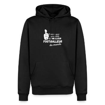 Footballeur - Sweat à capuche Premium bio Homme - noir - Devant - Nico (187cm)