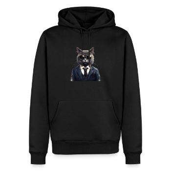 Katze in Anzug - Männer Premium Bio Hoodie - Schwarz - Vorne - Nico (187cm)