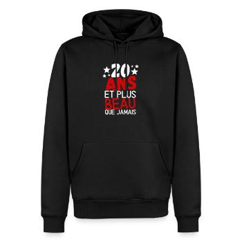 20 ans et plus beau que jamas - Sweat à capuche Premium bio Homme - noir - Devant - Nico (187cm)