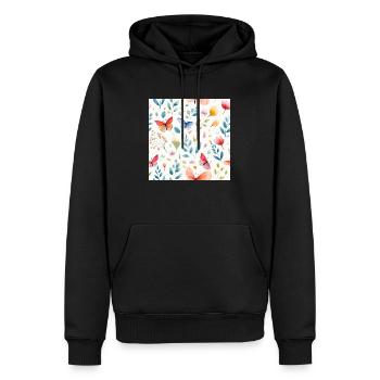 Papillons à l’aquarelle - Sweat à capuche Premium bio Homme - noir - Devant - Nico (187cm)