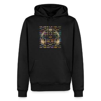 Kopfhörer - Männer Premium Bio Hoodie - Schwarz - Vorne - Nico (187cm)