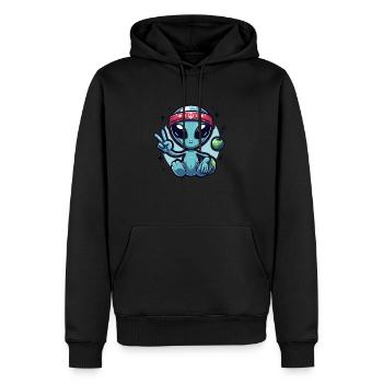Sympathique extraterrestre de dessin animé - Sweat à capuche Premium bio Homme - noir - Devant - Nico (187cm)