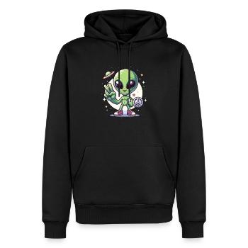 Alien de dessin animé - Sweat à capuche Premium bio Homme - noir - Devant - Nico (187cm)
