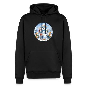 Des souris construisent un bonhomme de neige - Sweat à capuche Premium bio Homme - noir - Devant - Nico (187cm)