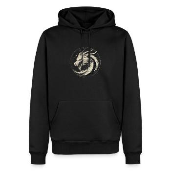 Monochromer Drachenkreis - Männer Premium Bio Hoodie - Schwarz - Vorne - Nico (187cm)