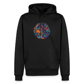 Psychedelischer Wirbel - Männer Premium Bio Hoodie - Schwarz - Vorne - Nico (187cm)
