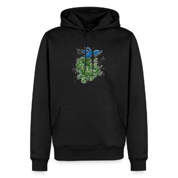 scan pfau art deco bunt outline - Männer Premium Bio Hoodie - Schwarz - Vorne - Nico (187cm)