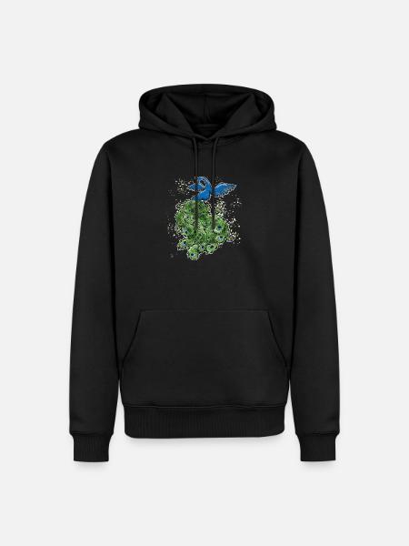 Scan Peacock Art Deco Colorful Outline - Men’s Premium Organic Hoodie - black
