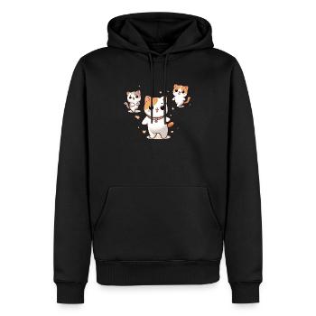 Dancing Cartoon Cats : Happy Dance Party - Sweat à capuche Premium bio Homme - noir - Devant - Nico (187cm)