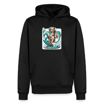 Surf - Sweat à capuche Premium bio Homme - noir - Devant - Nico (187cm)