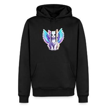 chat avec des ailes - Sweat à capuche Premium bio Homme - noir - Devant - Nico (187cm)