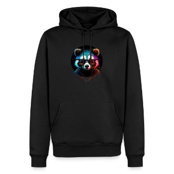 Raton laveur hipster - Sweat à capuche Premium bio Homme - noir - Devant - Nico (187cm)