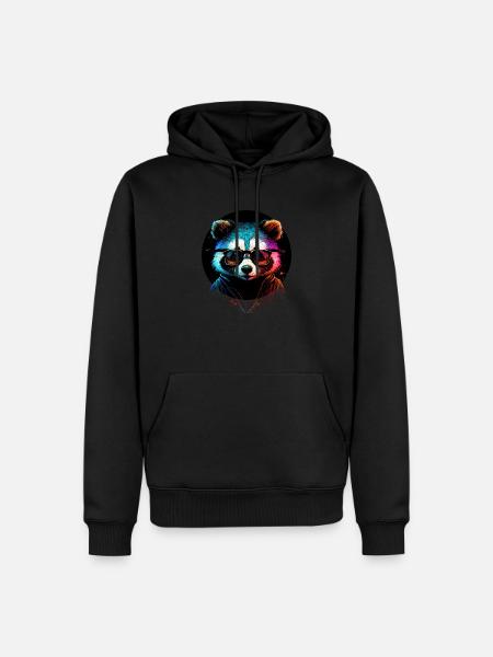 Hipster-Waschbär - Männer Premium Bio Hoodie - Schwarz