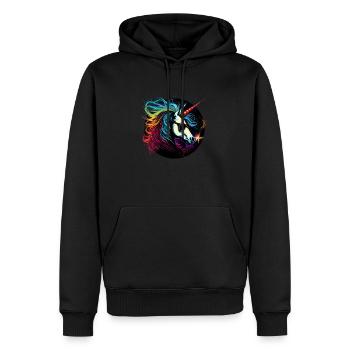 Licorne cool - Sweat à capuche Premium bio Homme - noir - Devant - Nico (187cm)