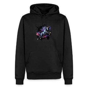 Einhorn im All - Männer Premium Bio Hoodie - Schwarz - Vorne - Nico (187cm)