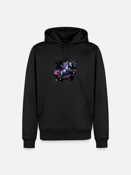 Einhorn im All - Männer Premium Bio Hoodie - Schwarz