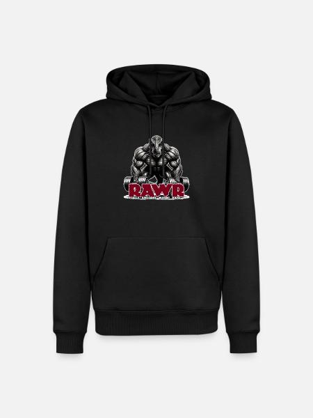 T-Rex Dumbbell RAWR - Men’s Premium Organic Hoodie - black