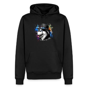 Husky mit blauen Augen - Männer Premium Bio Hoodie - Schwarz - Vorne - Nico (187cm)
