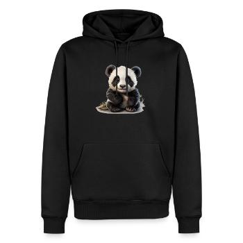 Putziger kleiner Pandabär - Männer Premium Bio Hoodie - Schwarz - Vorne - Nico (187cm)