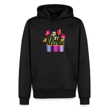 Blumen - Männer Premium Bio Hoodie - Schwarz - Vorne - Nico (187cm)