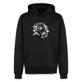 Loup noir et blanc - Sweat à capuche Premium bio Homme - noir - Devant - Nico (187cm)