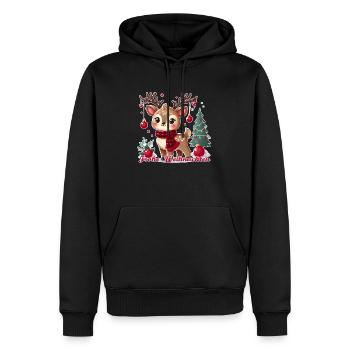 Rentier mit Weihnachtsschmuck - Frohe Weihnachten - Männer Premium Bio Hoodie - Schwarz - Vorne - Nico (187cm)