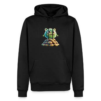 niedliches monster beängstigend lustig gruselig sitzt auf einem haufen - Männer Premium Bio Hoodie - Schwarz - Vorne - Nico (187cm)