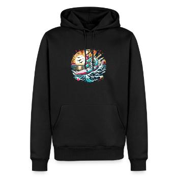 Les surfeurs en action - Sweat à capuche Premium bio Homme - noir - Devant - Nico (187cm)