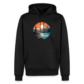 Lac de rêve - Sweat à capuche Premium bio Homme - noir - Devant - Nico (187cm)