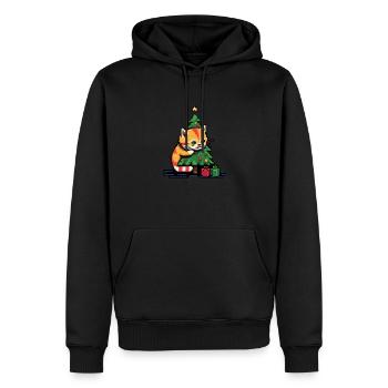 Weihnachtskatze - Männer Premium Bio Hoodie - Schwarz - Vorne - Nico (187cm)