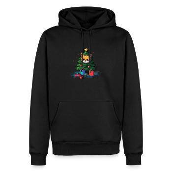 Weihnachtskatze - Männer Premium Bio Hoodie - Schwarz - Vorne - Nico (187cm)