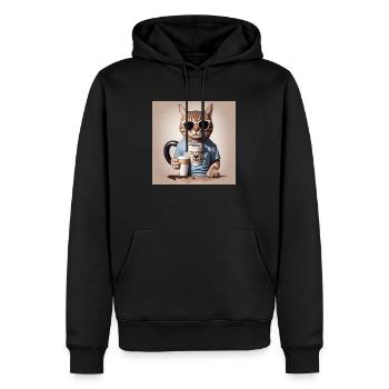 Coffee Cat - Men’s Premium Organic Hoodie - black - Front - Nico (187cm)