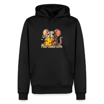Pure Cheese Love - Maus mit Käse - Männer Premium Bio Hoodie - Schwarz - Vorne - Nico (187cm)