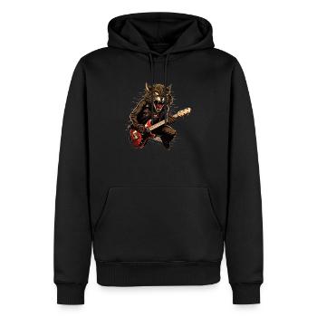 Haustiere, Niedlich, Katze, Tier, Katze, Lustige Musik, Gitarre - Männer Premium Bio Hoodie - Schwarz - Vorne - Nico (187cm)