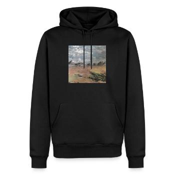 Landschaft mit Bergen - Männer Premium Bio Hoodie - Schwarz - Vorne - Nico (187cm)