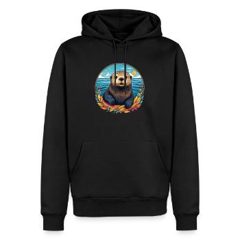Loutre de mer - Sweat à capuche Premium bio Homme - noir - Devant - Nico (187cm)