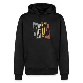 Vintage Retro Katze - Männer Premium Bio Hoodie - Schwarz - Vorne - Nico (187cm)