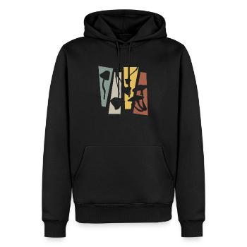Champignons rétro vintage - Sweat à capuche Premium bio Homme - noir - Devant - Nico (187cm)