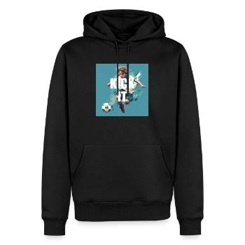 Kick It - Cooles Fußballer Design für Jungen - Männer Premium Bio Hoodie - Schwarz - Vorne - Nico (187cm)