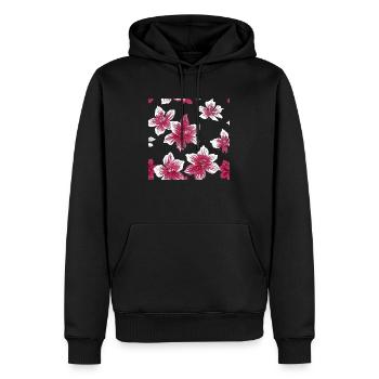 Fleurs hawaïennes - Sweat à capuche Premium bio Homme - noir - Devant - Nico (187cm)