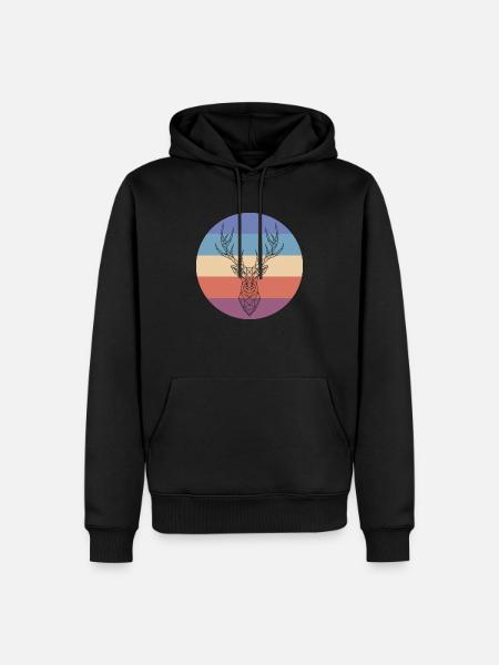 Cerf - Sweat à capuche Premium bio Homme - noir